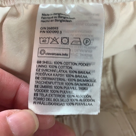 H$M Women’s Beige Twill Paper Bag Women’s High waisted linen Shorts Size M - Picture 9 of 12